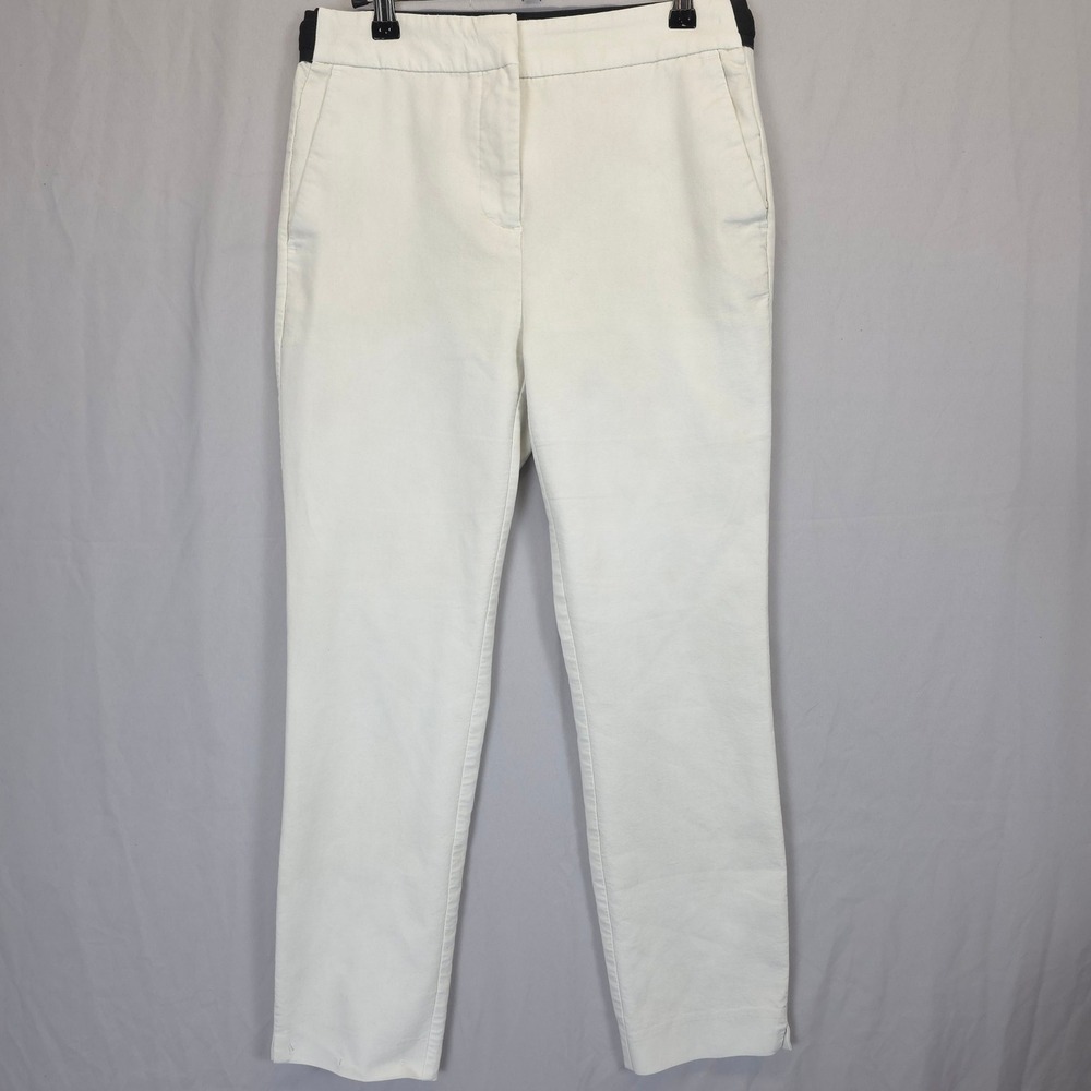 Zara White Ankle Pants Women M Slim Leg Stretch Office Chic Career Minimalist